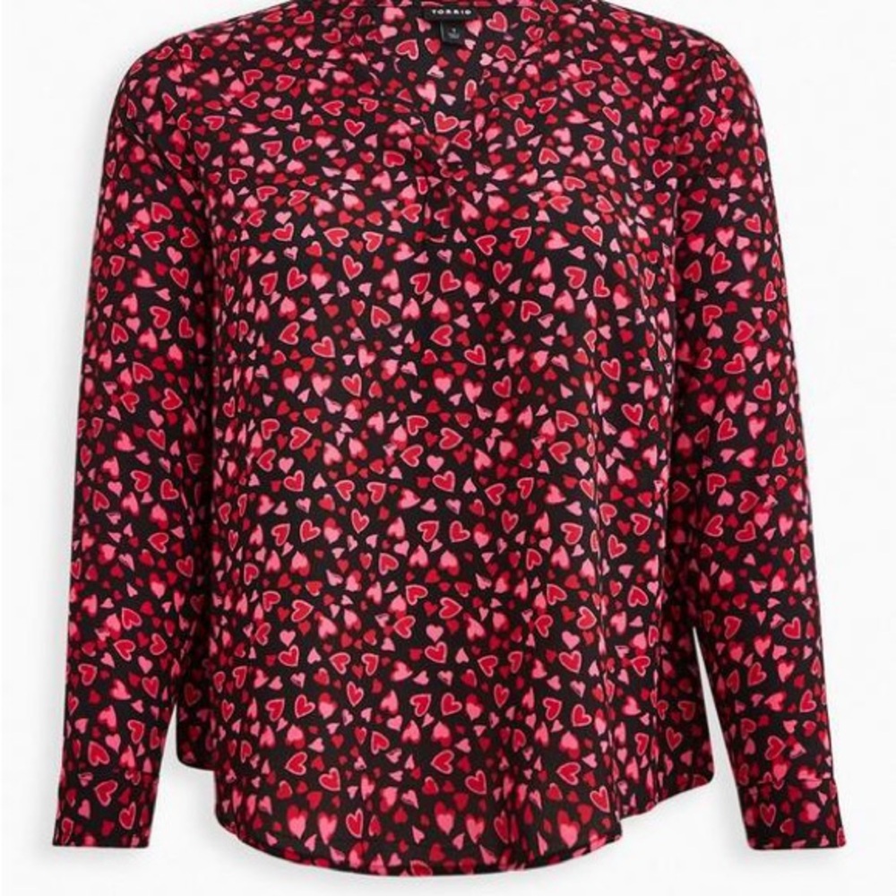 Torrid Black and Red Heart Blouse